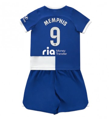Atletico Madrid Memphis Depay #9 Replika Babytøj Udebanesæt Børn 2023-24 Kortærmet (+ Korte bukser)
